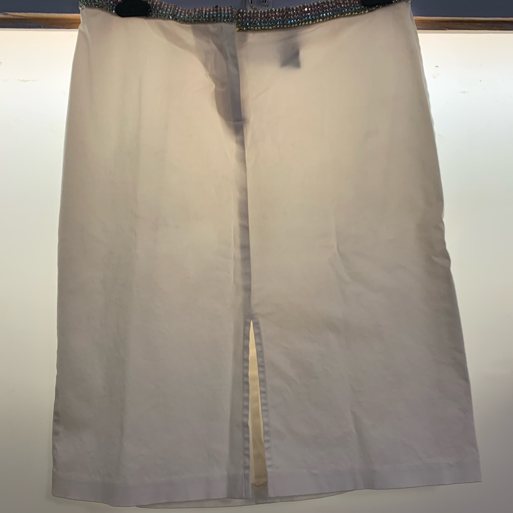 White front slit…rhinestones on waist band skirt Y2K style